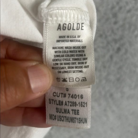 AGOLDE Salma Tee Crewneck Short Sleeve Cotton Relaxed White Top Size S - Picture 11 of 16
